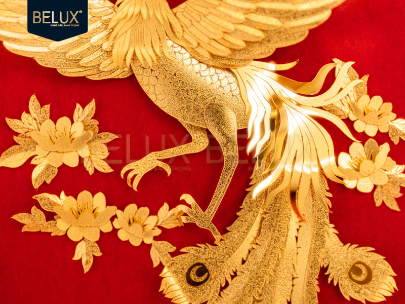 Tranh Phượng Hoàng dát vàng 24k 25x32cm